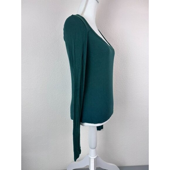 ATM Anthony Thomas Melillo Modal rib long-sleeve scoop-neck top green medium - Picture 5 of 9